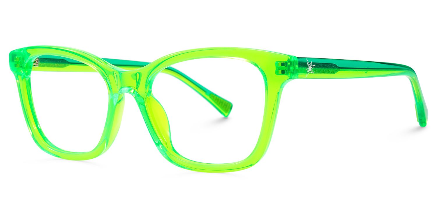 Coexist - Rectangle Green Eyeglasses by Vooglam - Front View