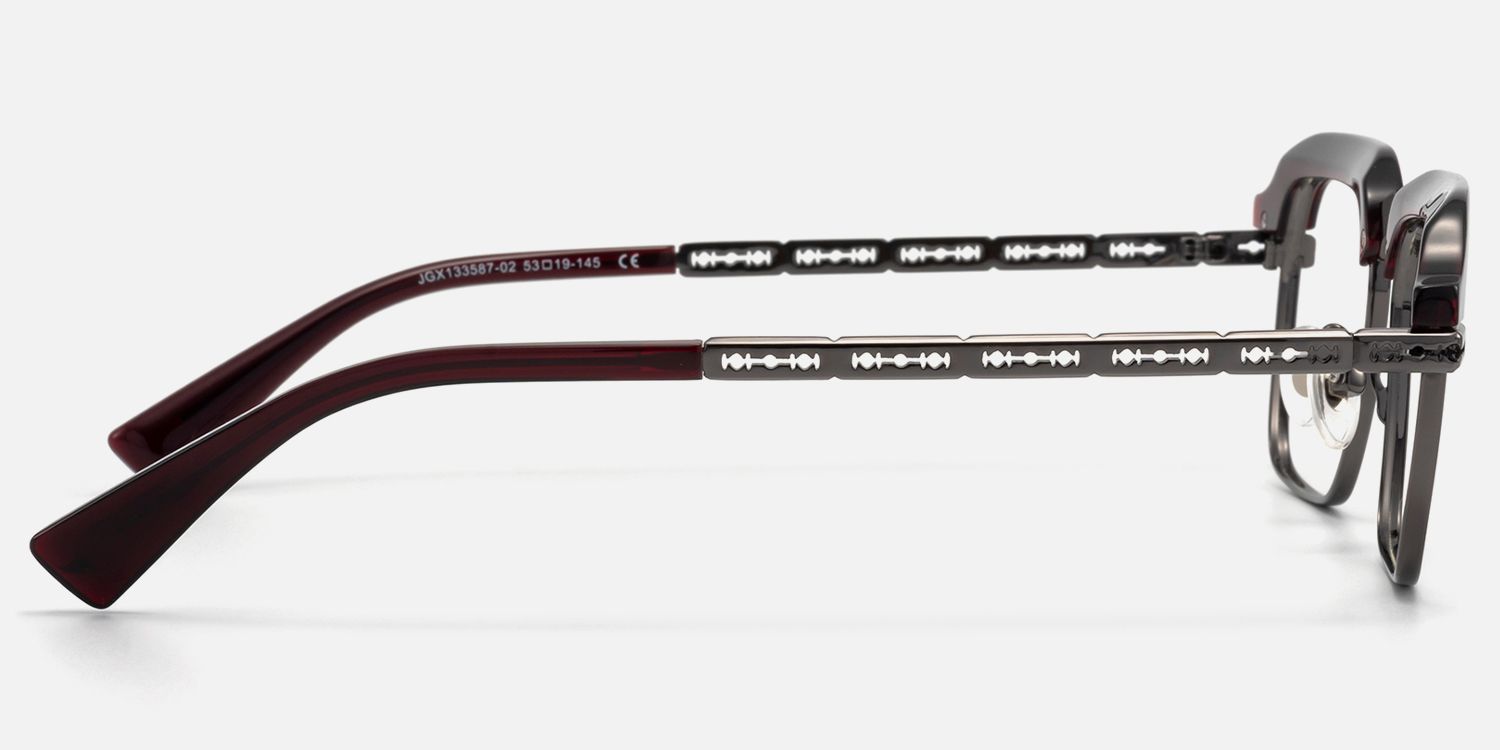 Archive - Red & Gunmetal Razor Blade Glasses by Vooglam - Side View