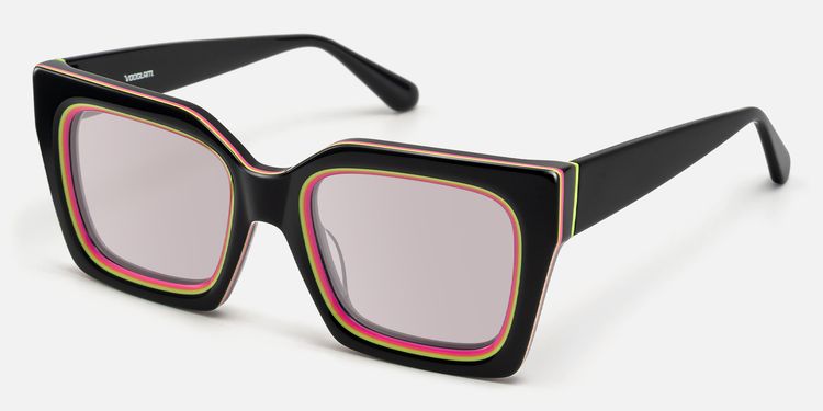 Trance - Black Rave Sunglasses with Square Frame by Vooglam