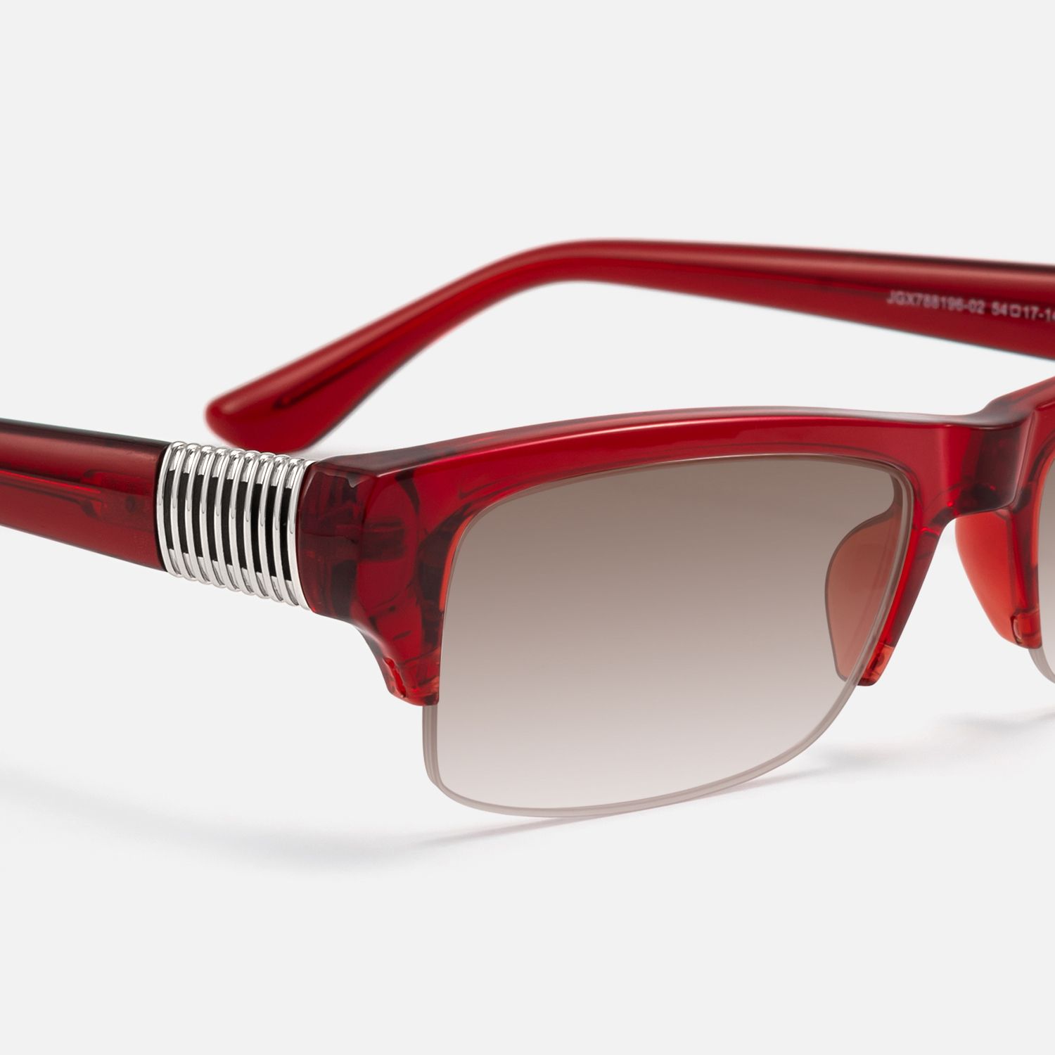 Kairo - Red Acetate Semi Rimless Sunglasses by Vooglam - Design Details