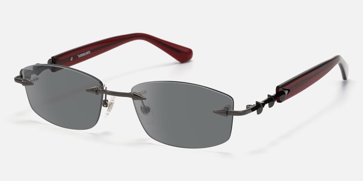 Fracture - Dark Gray Tint Rimless Sunglasses by Vooglam