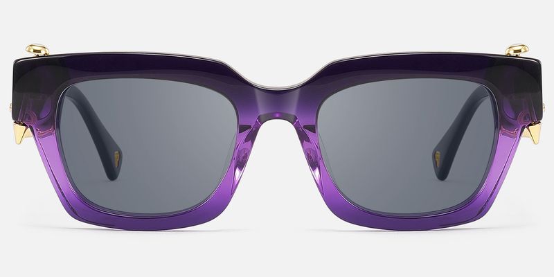 Sabrina - Gold Piercing Clear Purple Sunglasses by Vooglam