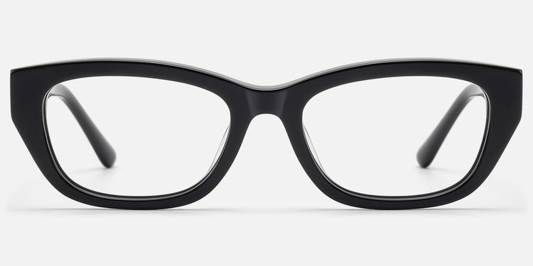 Riven - Solid Black Angular Cat Eye Frame by Vooglam