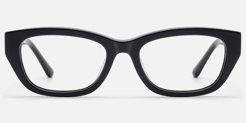 Riven - Solid Black Angular Cat Eye Frame by Vooglam