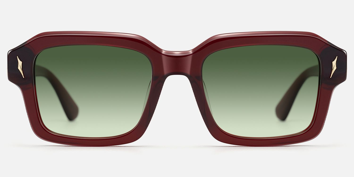 Blindspot - Green Tint Transparent Red Sunglasses by Vooglam - Angle View