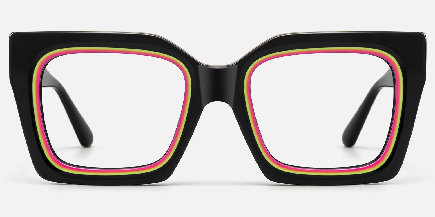 Trance - Square Black Eyeglasses by Vooglam - Angle View