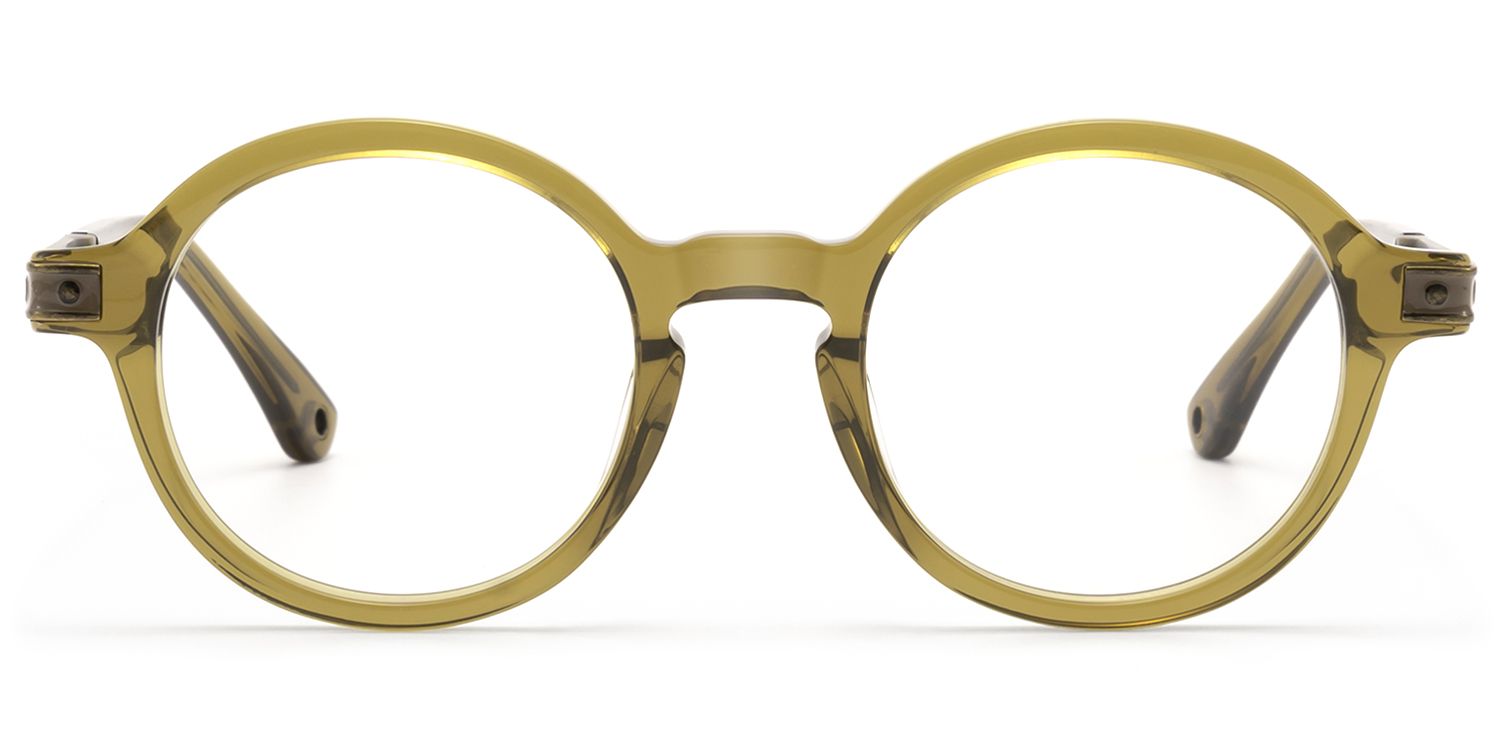 Lennon - Antique Bronze Olive Green Round Frame by Vooglam Product Details 1