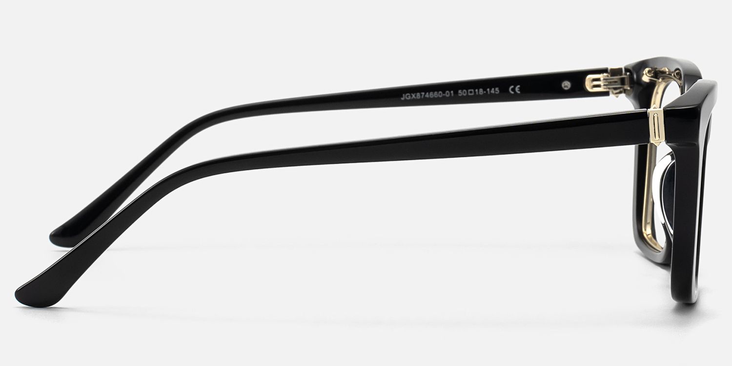 Chaparral - Vintage Black Rectangle Glasses by Vooglam - Side View