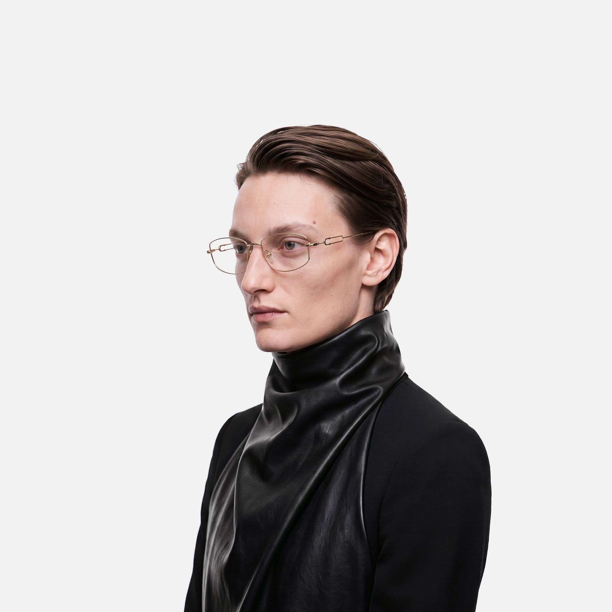 Bladework - Narrow Metal Gold Safety Pin Glasses by Vooglam - Model Side Profile