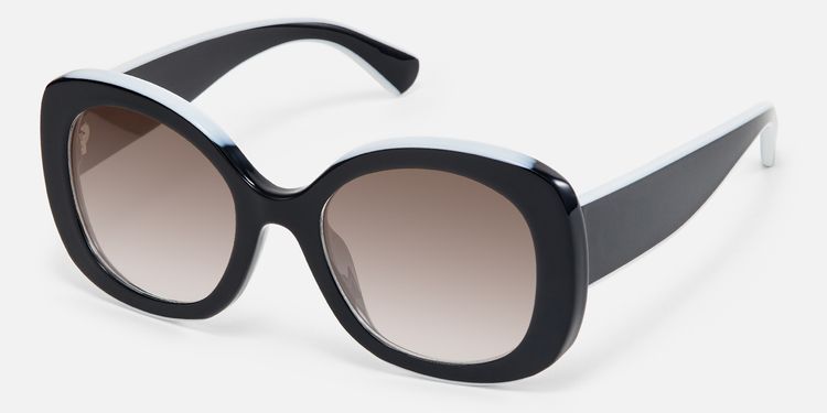 Athina - Large Black White Round Brown Lens Shades by Vooglam