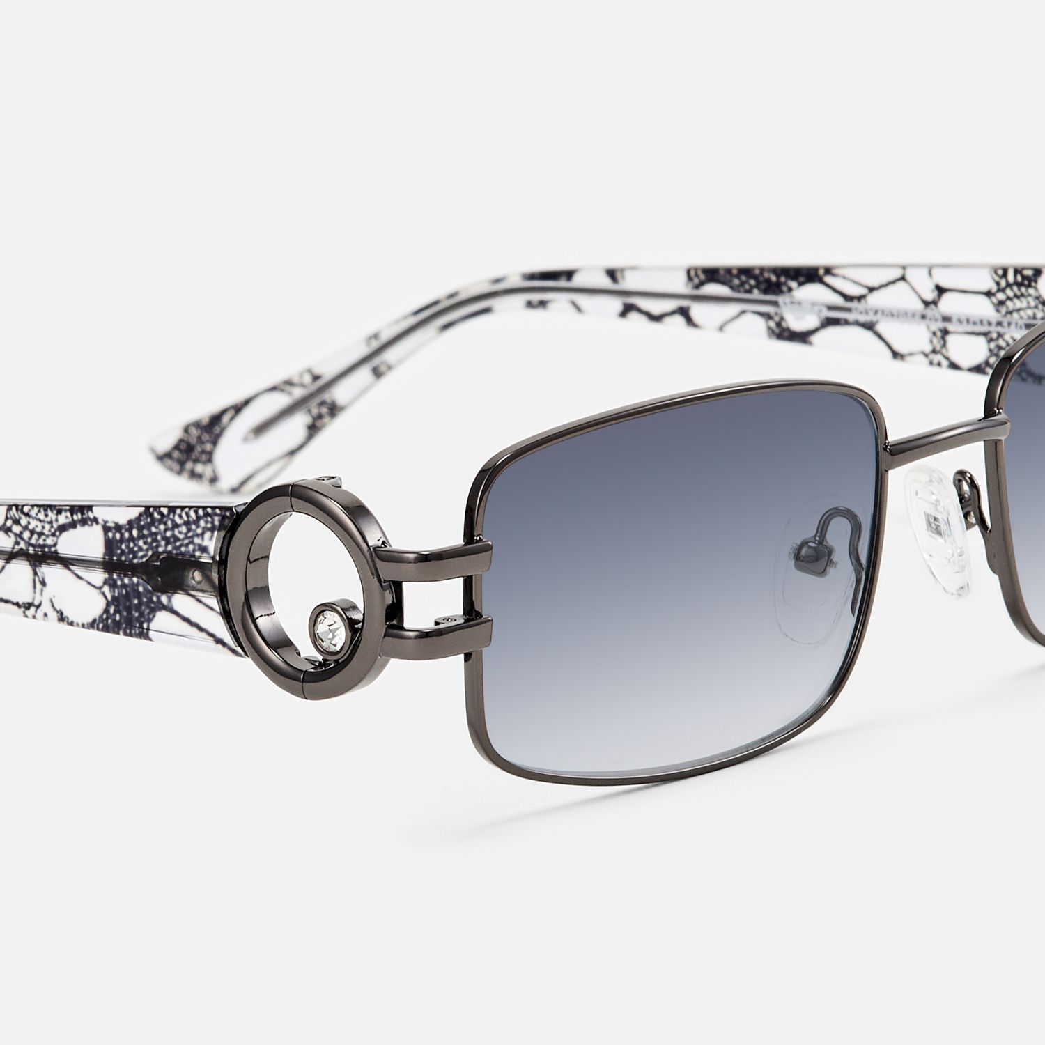 Aurae - Rectangle Grey Sunglasses by Vooglam - Design Details