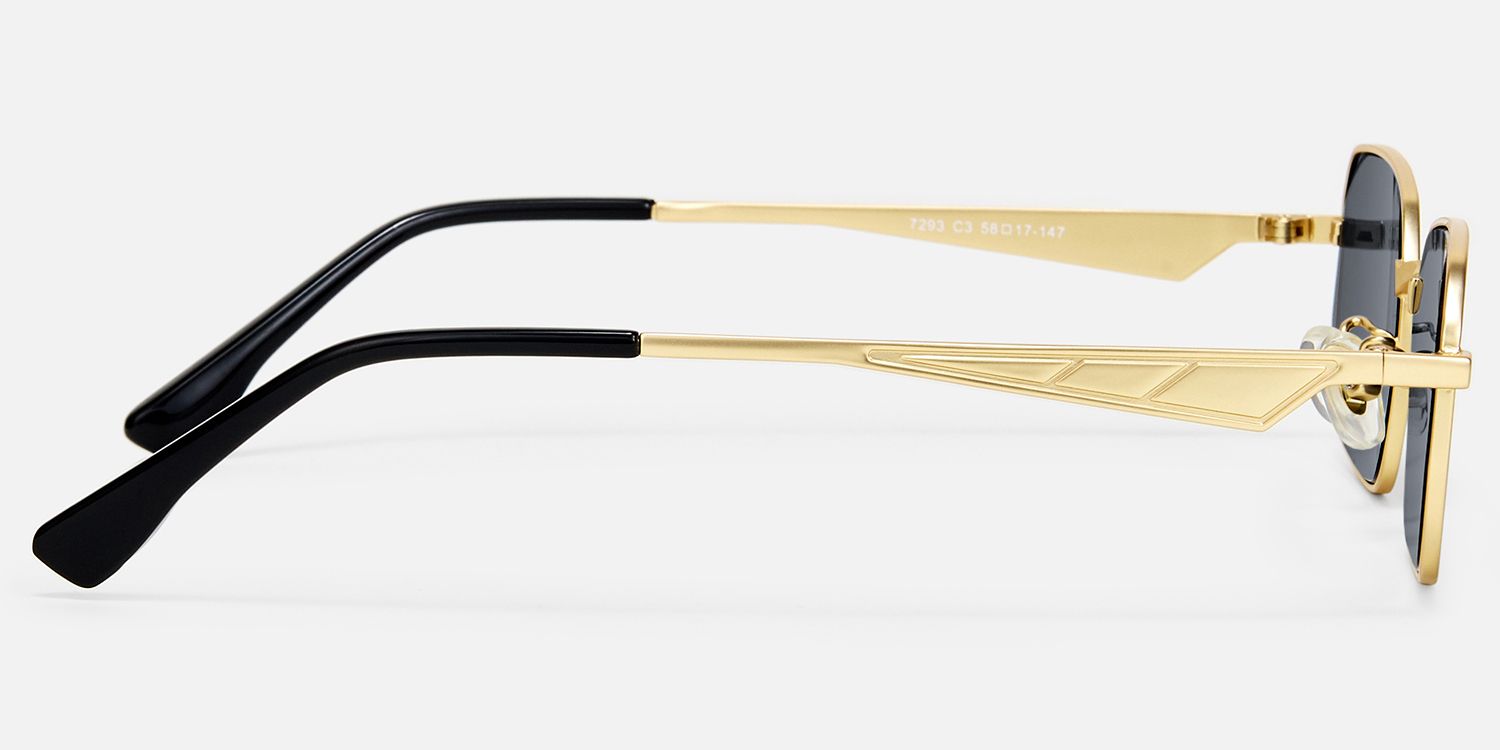 Aether - Thin Gold Geometric Blue Mirrored Shades by Vooglam - Side View