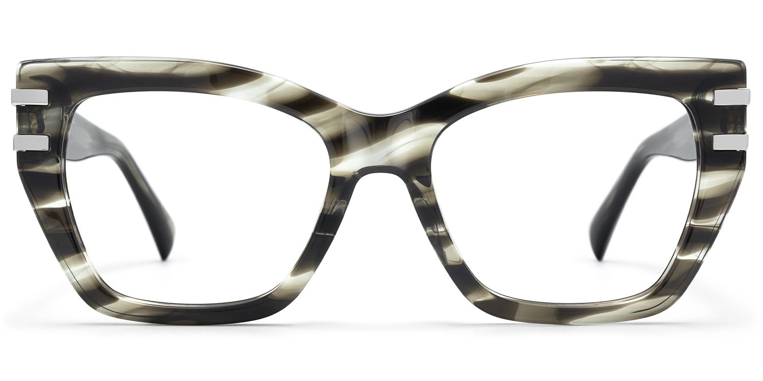 Warrior-Gray Striped Horn Unique Butterfly Glasses by Vooglam Product Details 1