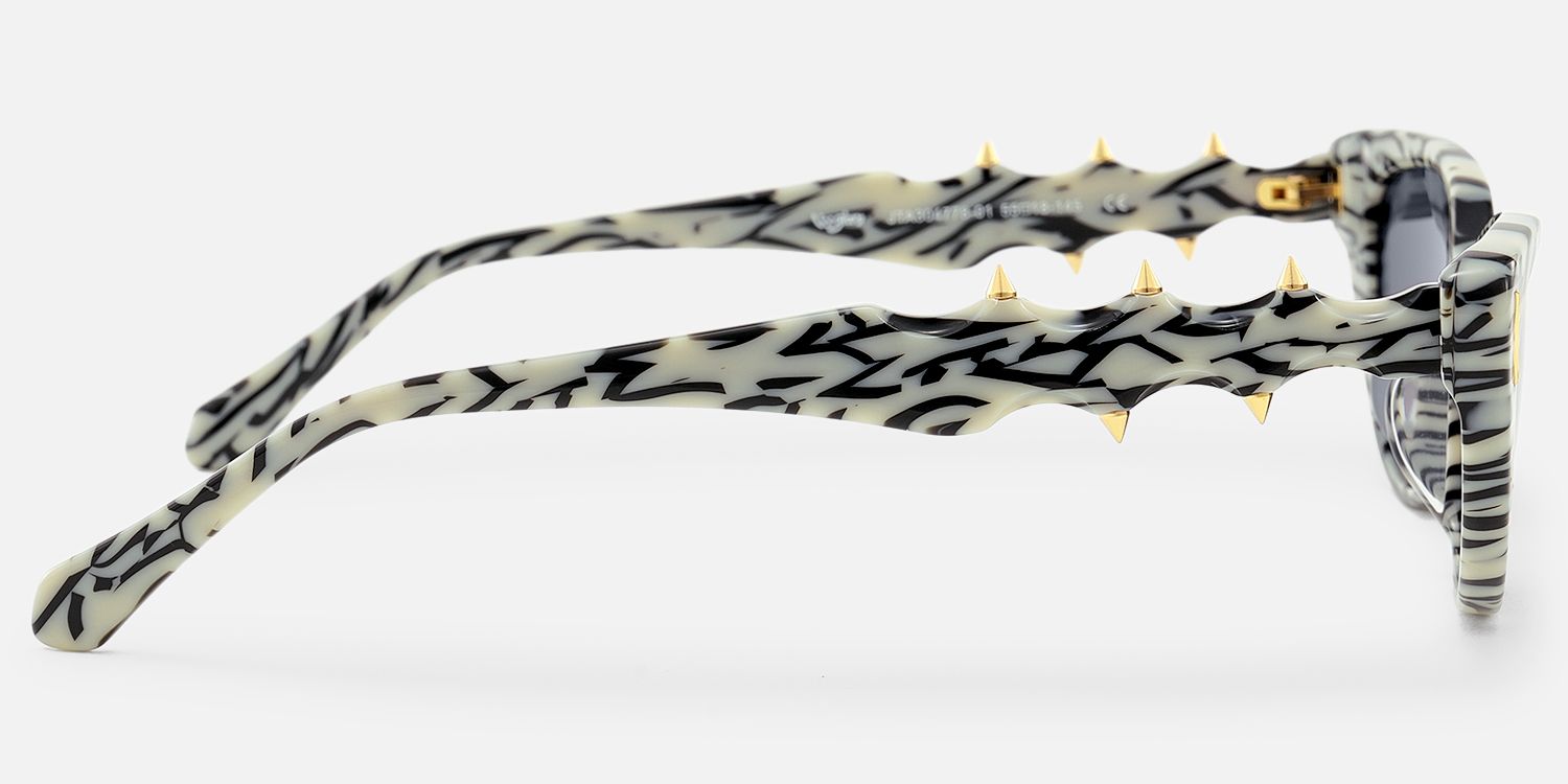 As If - Gold Spike Zebra Print Sunglasses by Vooglam - Side View