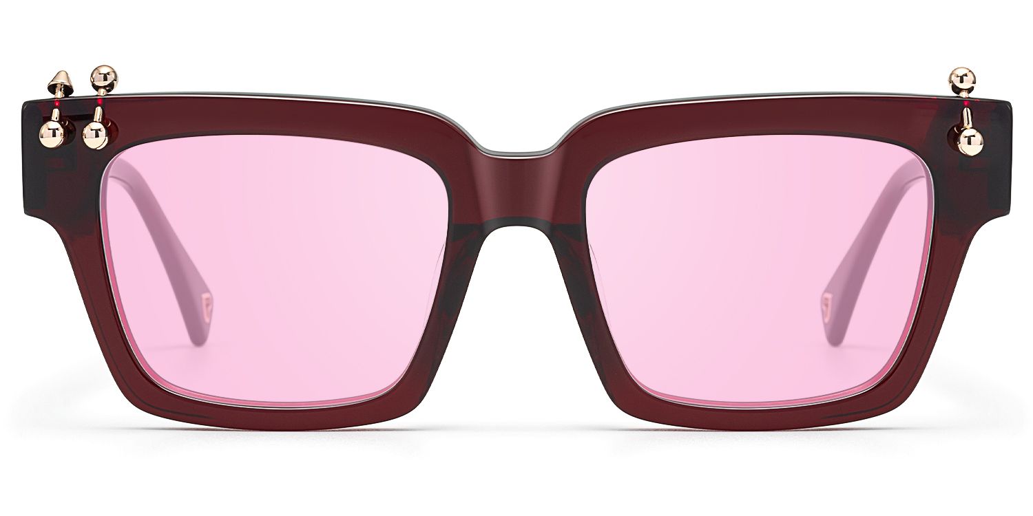 PIERCE - Gold Piercing Burgundy Sunglasses by Vooglam Product Details 1