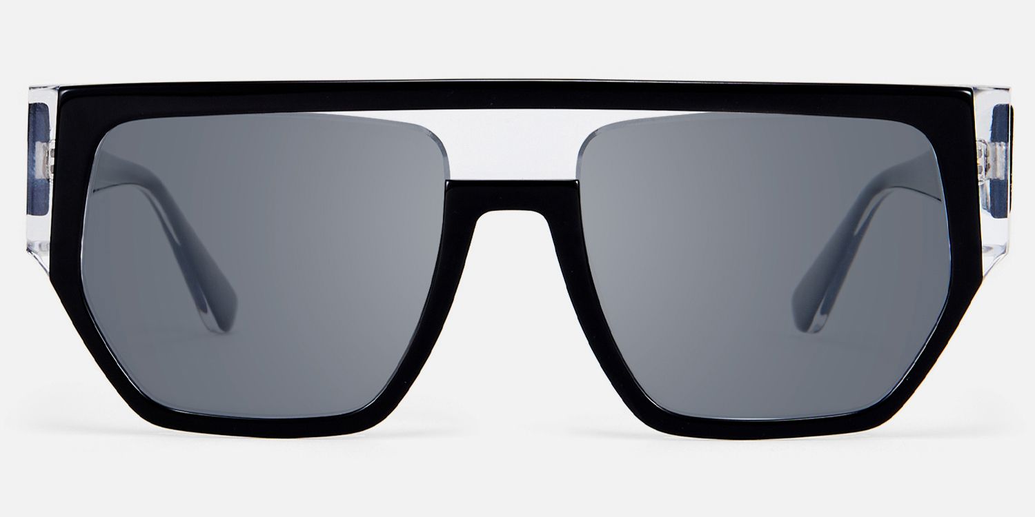Inerney - Browline Black Aviator Sunglasses by Vooglam - Angle View