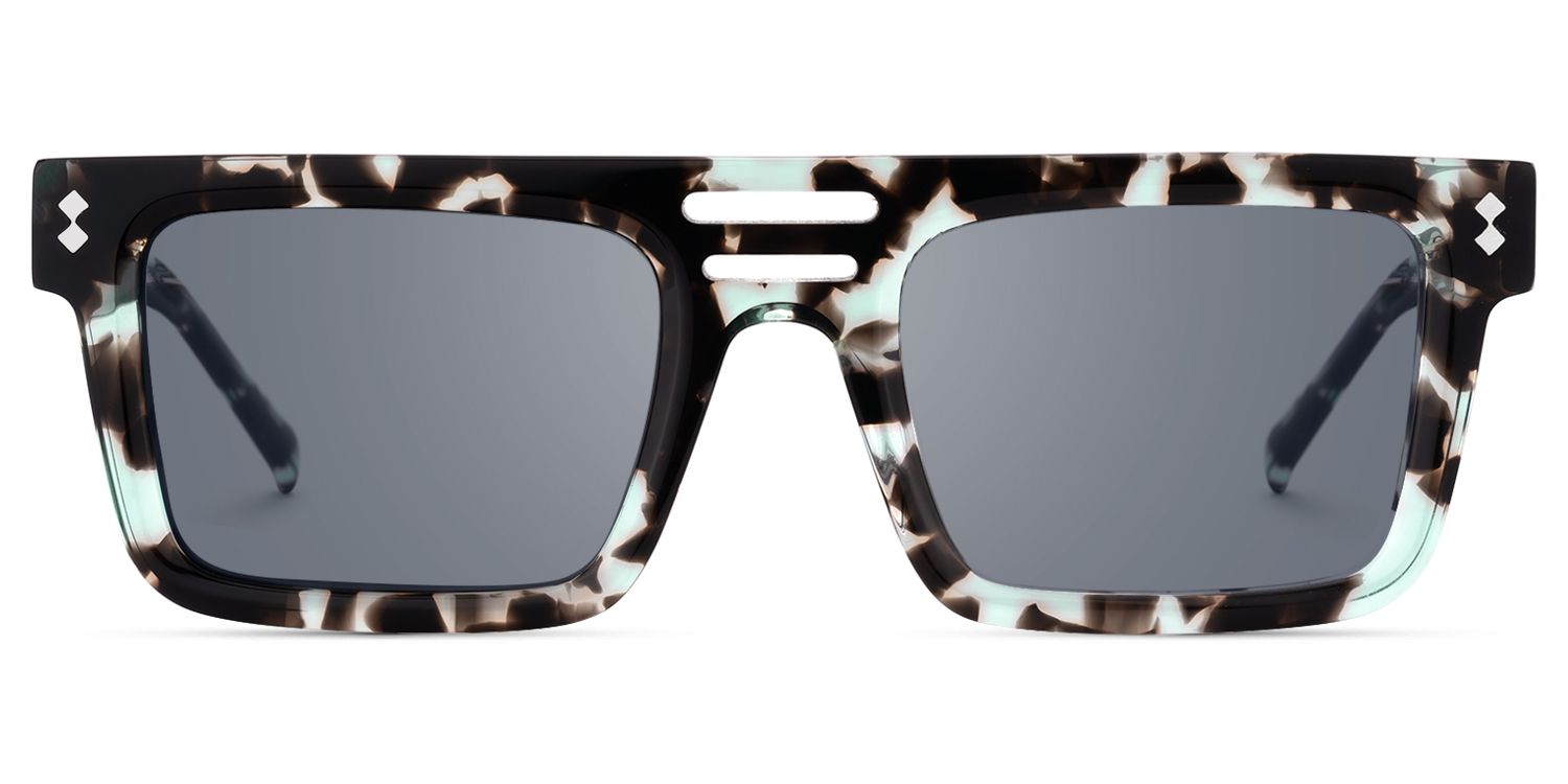 Ryan - Green Tortoise Wide Rectangle Sunglasses by Vooglam Product Details 1
