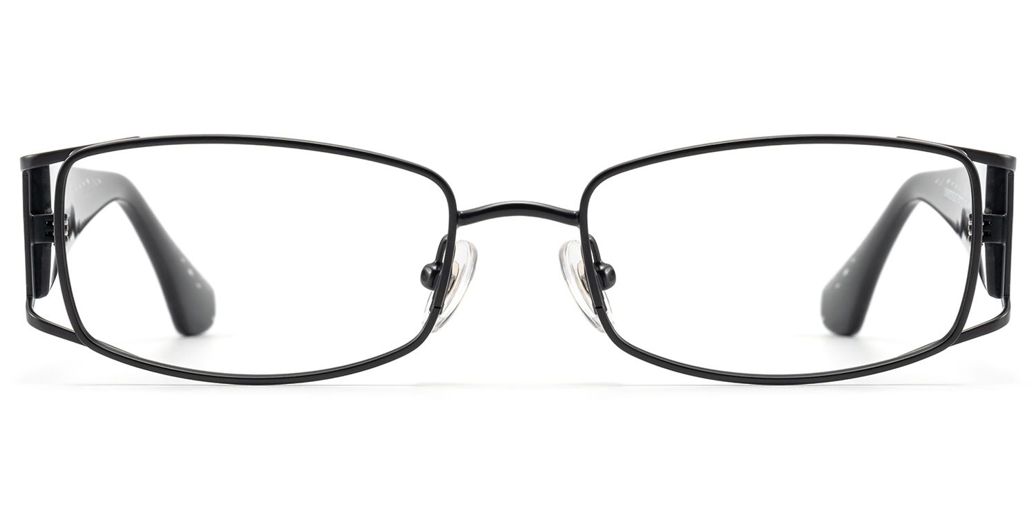 Wren-Cool All Black Narrow Rectangle Metal Glasses by Vooglam Product Details 1