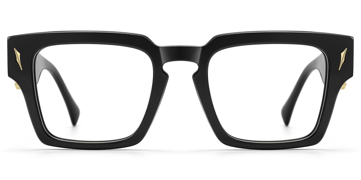 Stiletto - Black & Gold Sword Rectangle Glasses by Vooglam Product Details 1