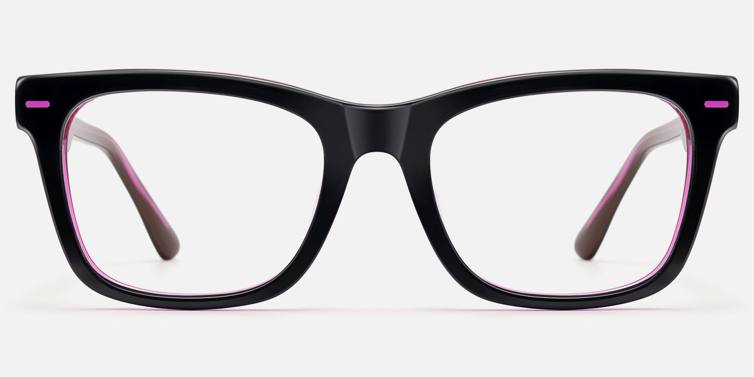 Ether - Square Acetate Neon Pink EDM Rave Glasses by Vooglam - Angle View