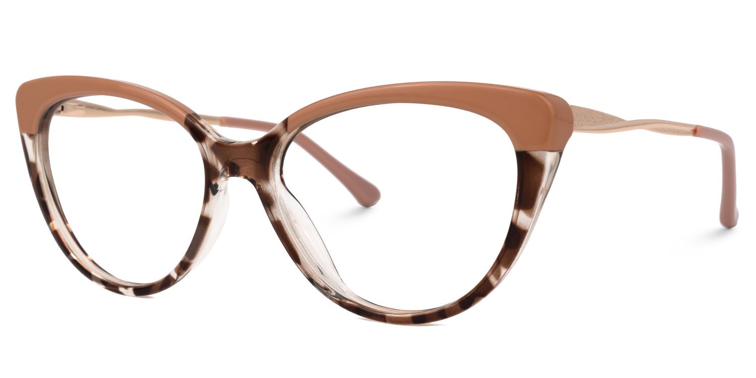 Trudie - Cat Eye Brown Tortoise Eyeglasses | Vooglam Front View