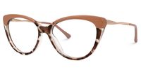 Trudie - Cat Eye Brown Tortoise Eyeglasses | Vooglam Front View