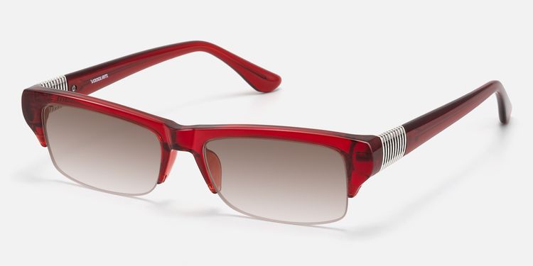 Kairo - Red Acetate Semi Rimless Sunglasses by Vooglam