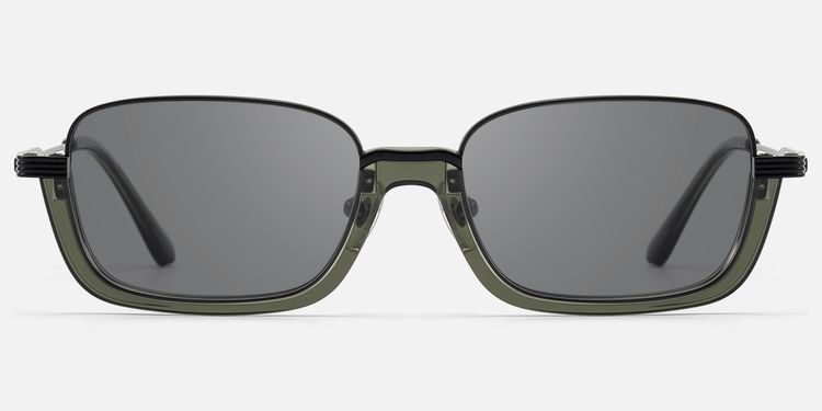 Basel - Extra Wide Dark Green Half Rim Sunglasses by Vooglam