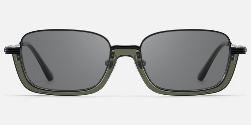 Basel - Extra Wide Dark Green Half Rim Sunglasses by Vooglam