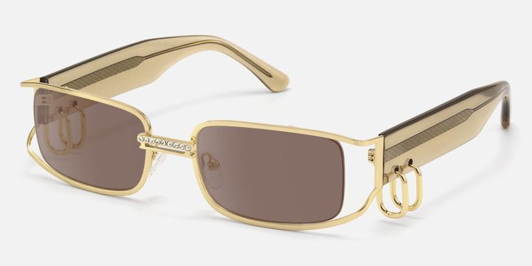 Riff - Rectangle Gold Sunglasses by Vooglam