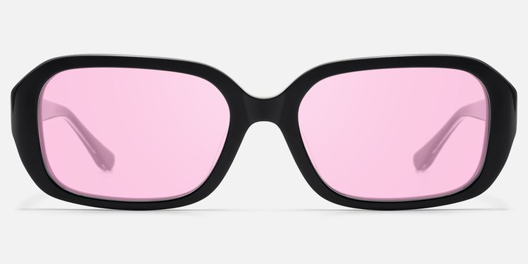 Mies - Pink Lens Exposed Hardware Black Sunglasses by Vooglam