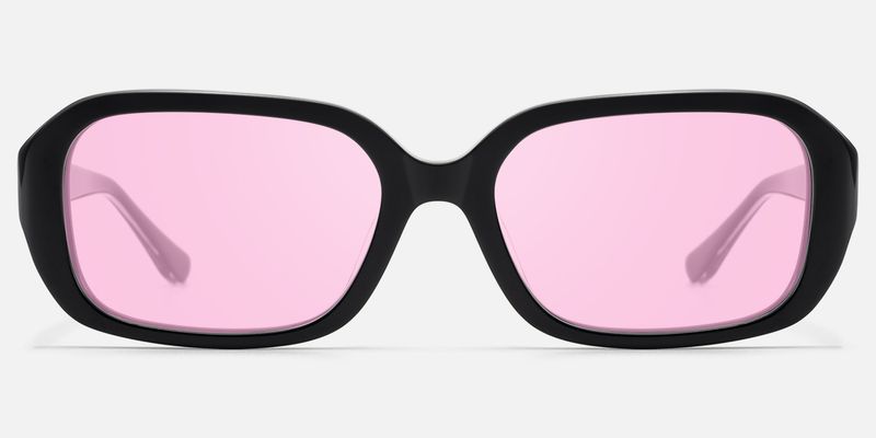 Mies - Pink Lens Exposed Hardware Black Sunglasses by Vooglam