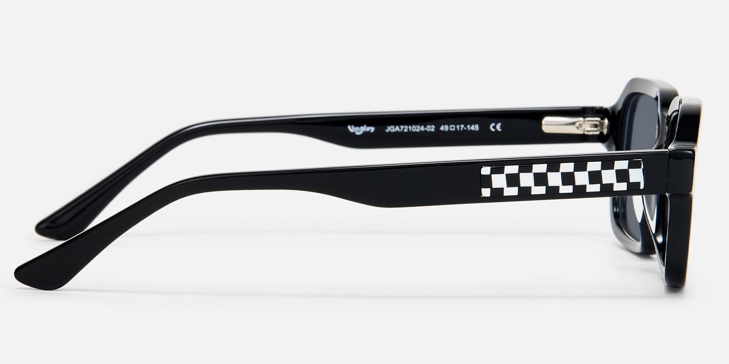 Narges - Rectangle Black Sunglasses by Vooglam - Side View