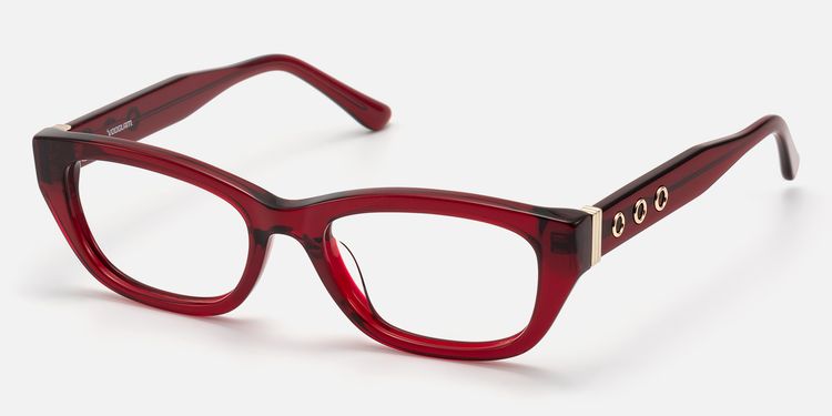 Riven - Bold Ruby Red Thick Cat Eye Frame by Vooglam