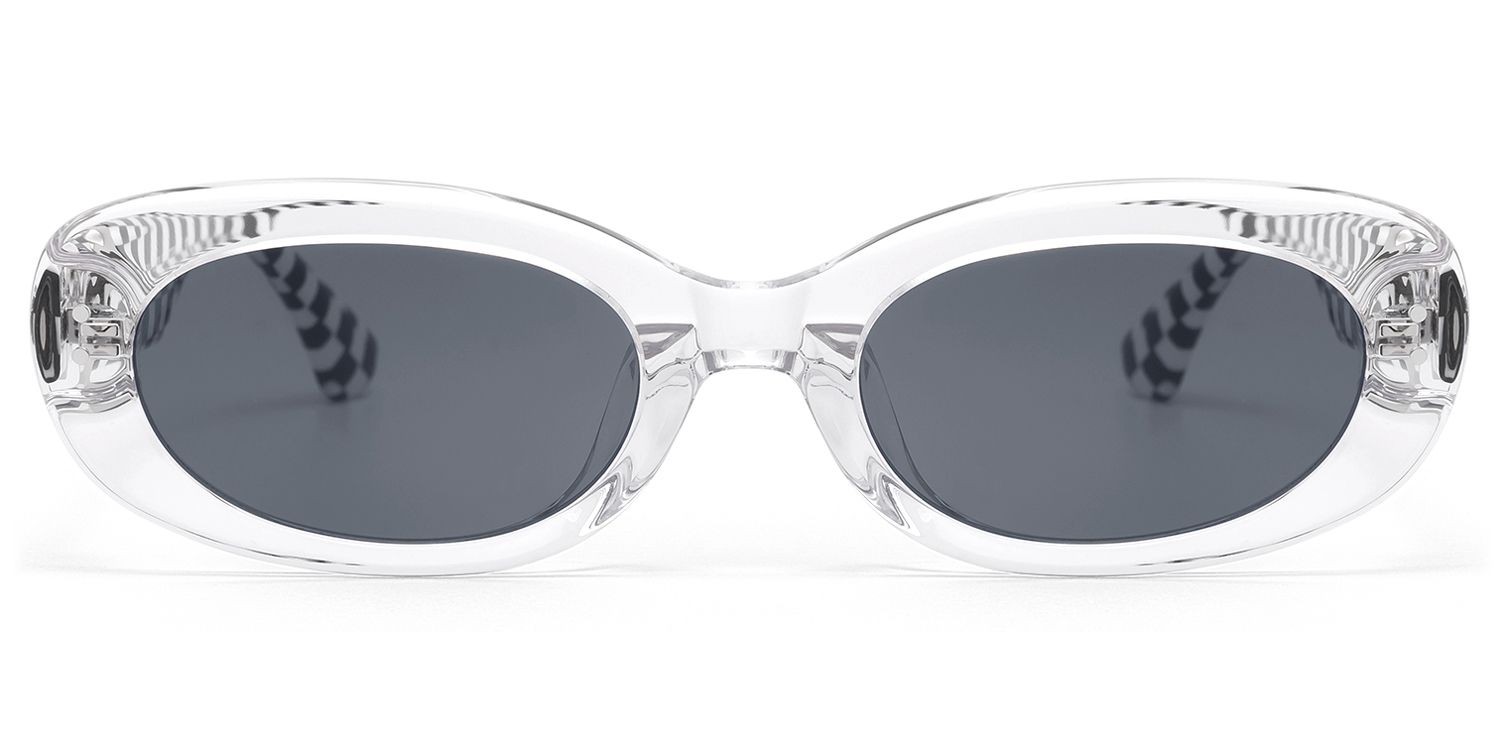 TADA - Checkered Clear Frame Oval Sunglasses by Vooglam Product Details 1