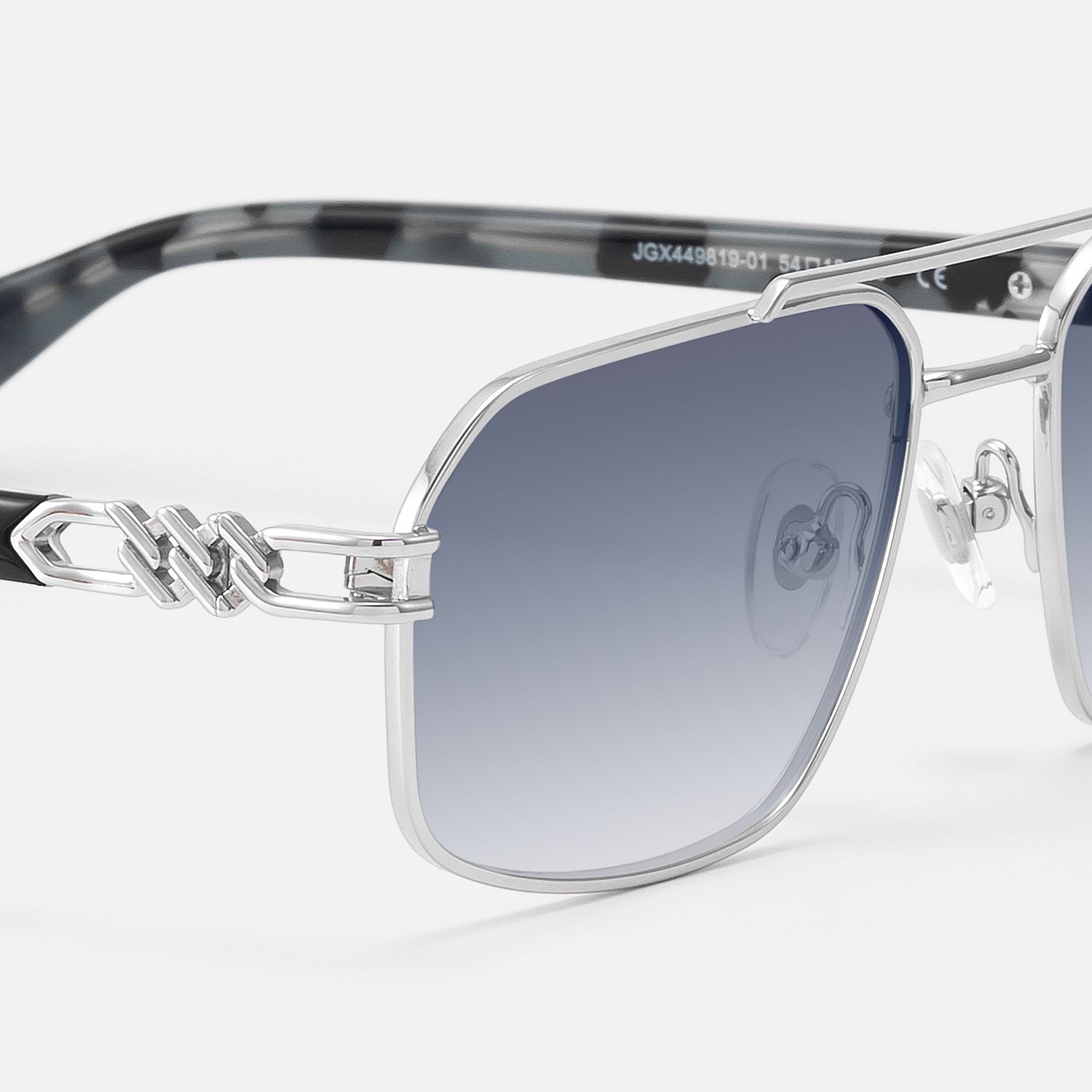 Lacey - Silver Retro Aviator Sunglasses by Vooglam - Design Details