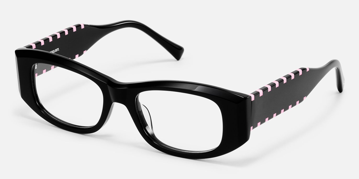 Banksy - Rectangle Black Eyeglasses by Vooglam - Front View
