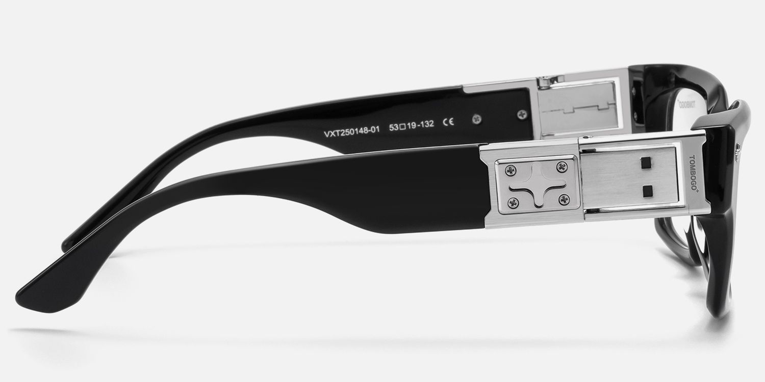 The Programmer - Chunky Black USB Glasses by Vooglam - Side View