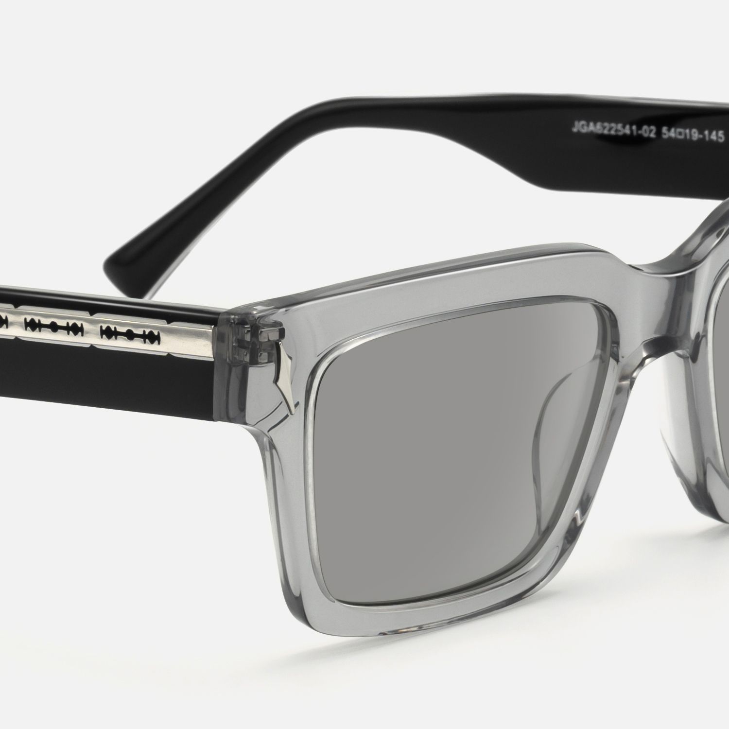 Razor - Transparent Grey Tinted Sunglasses by Vooglam - Design Details