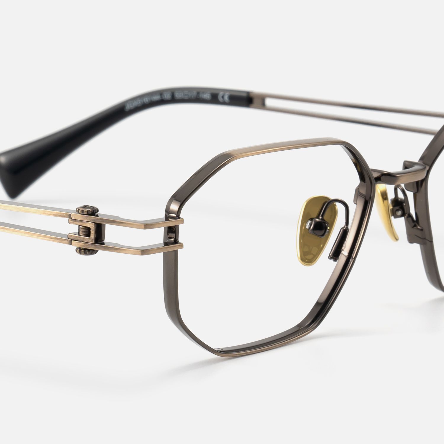 Loos-Gold Double Wire Oversized Geometric Glasses by Vooglam - Design Details