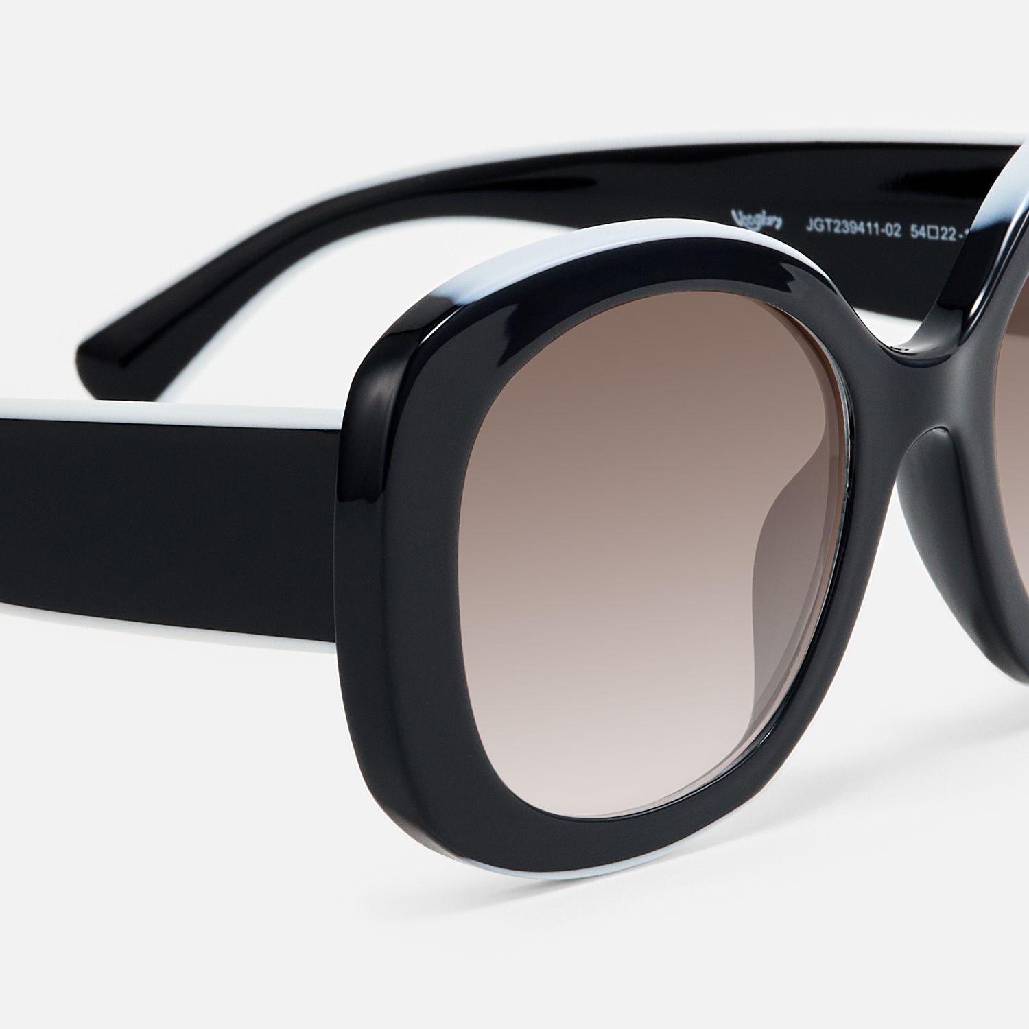 Athina - Large Black White Round Brown Lens Shades by Vooglam - Design Details