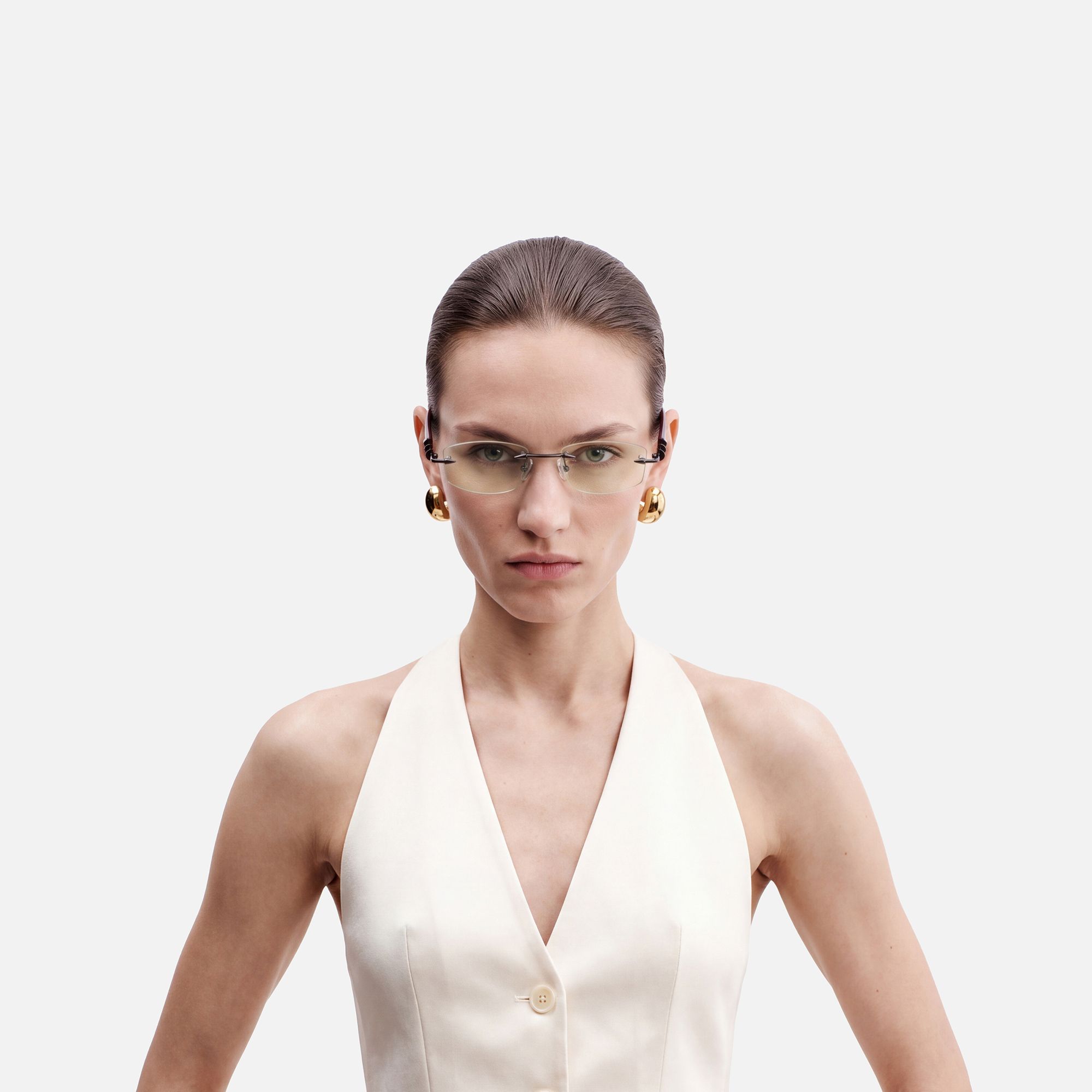 Fracture - Light Brown Tint Spike Sunglasses by Vooglam - On Model