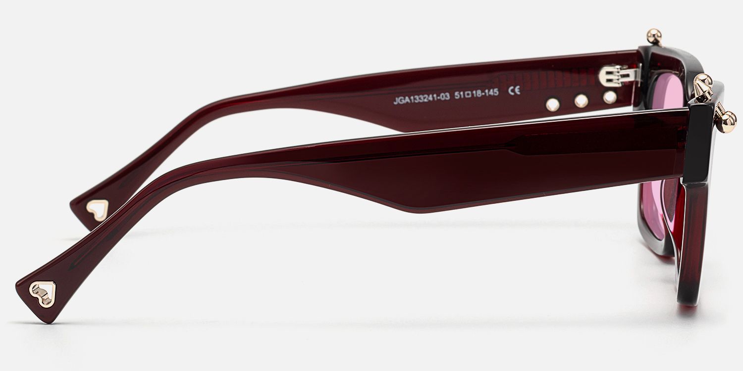PIERCE - Gold Piercing Burgundy Sunglasses by Vooglam - Side View