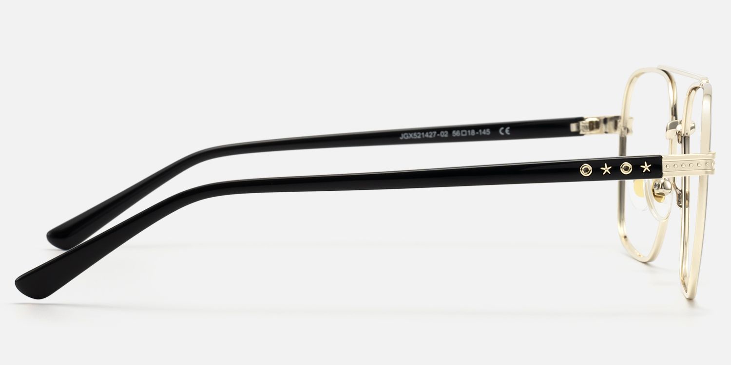 Kovar - Black And Gold Wire Frame Aviator by Vooglam - Side View