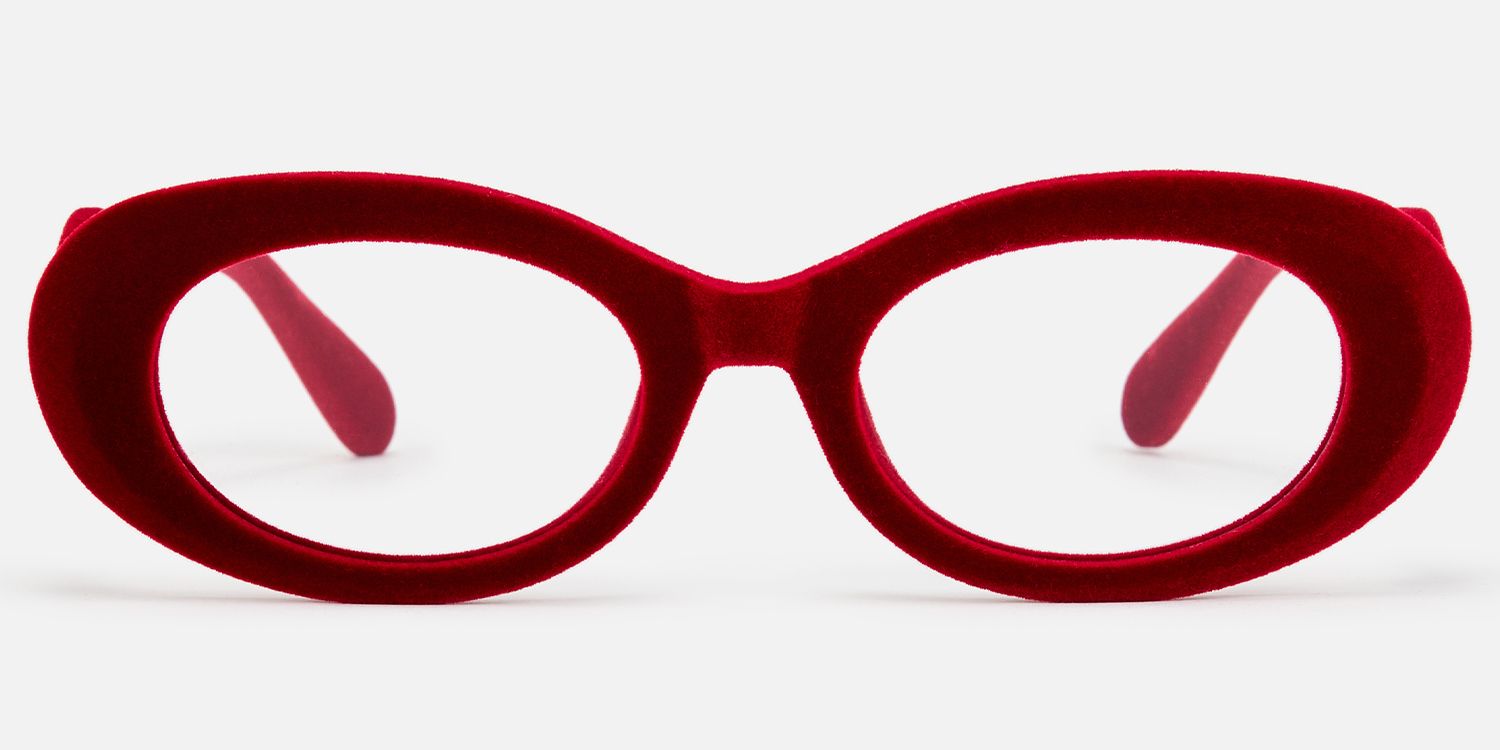 Royale - Oval Red Eyeglasses by Vooglam - Angle View