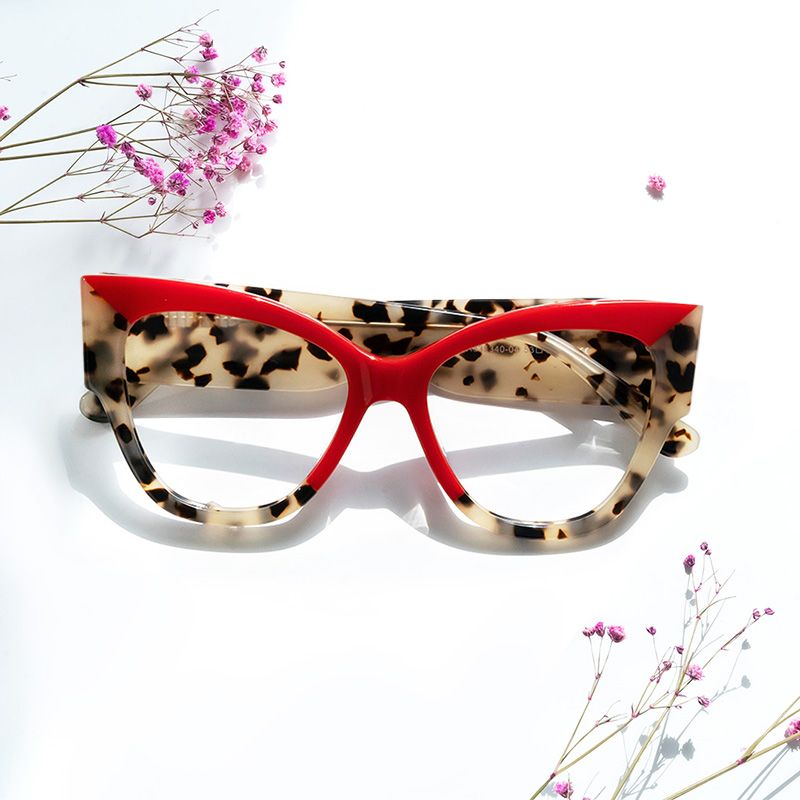 Tovar - Square Red Eyeglasses | Vooglam On Model