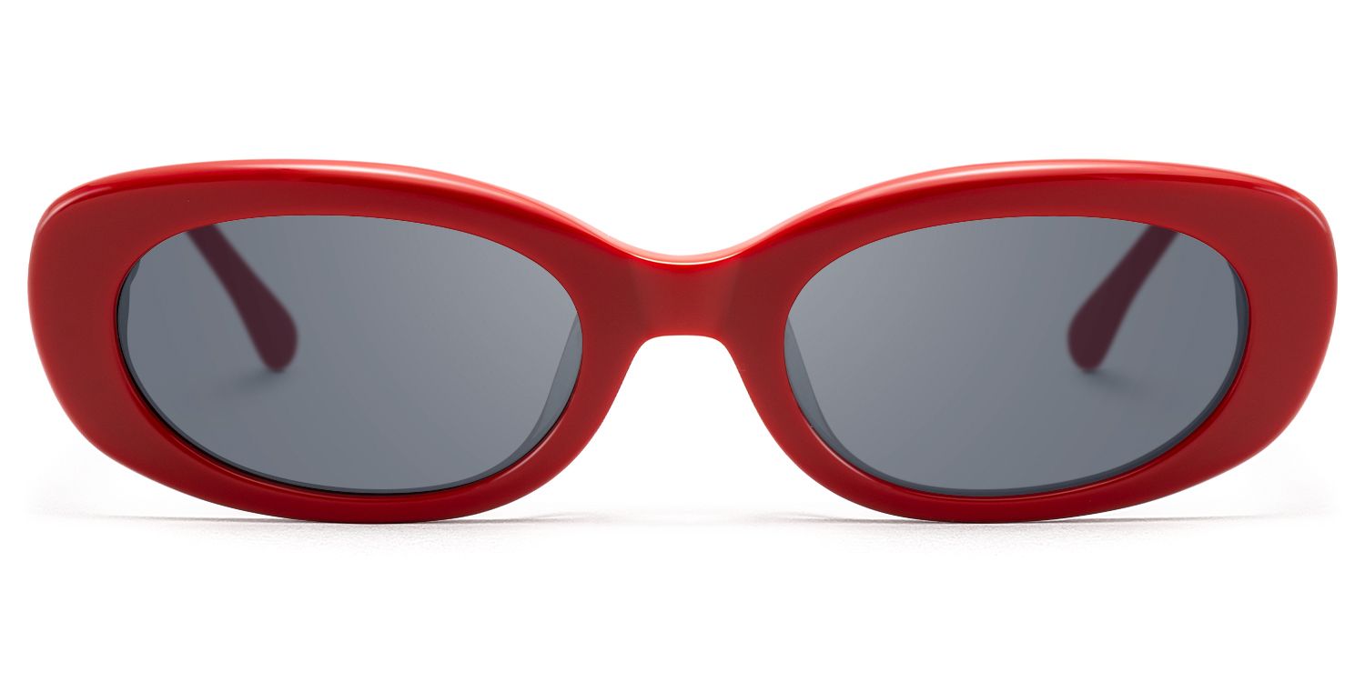 SHHHH~ - Red Checkered Oval Acetate Sunglasses by Vooglam Product Details 1