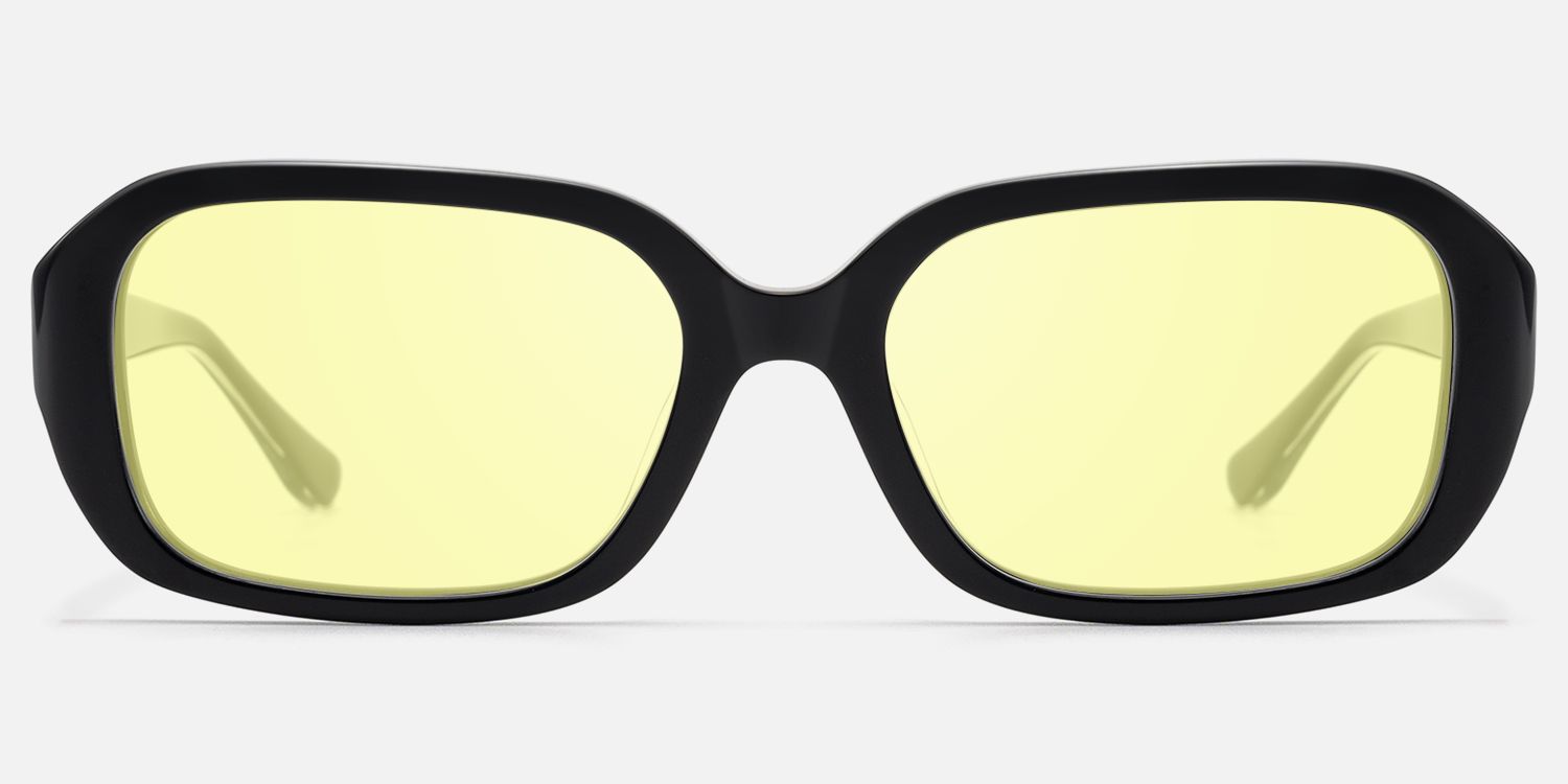 Mies - Yellow Tinted Glasses with Exposed Hardware by Vooglam - Angle View