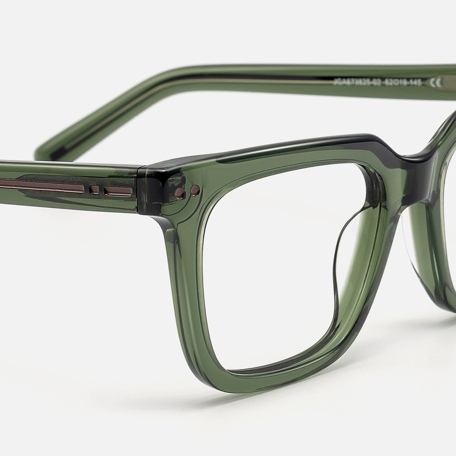 Remix - Rectangle Green Eyeglasses by Vooglam - Design Details