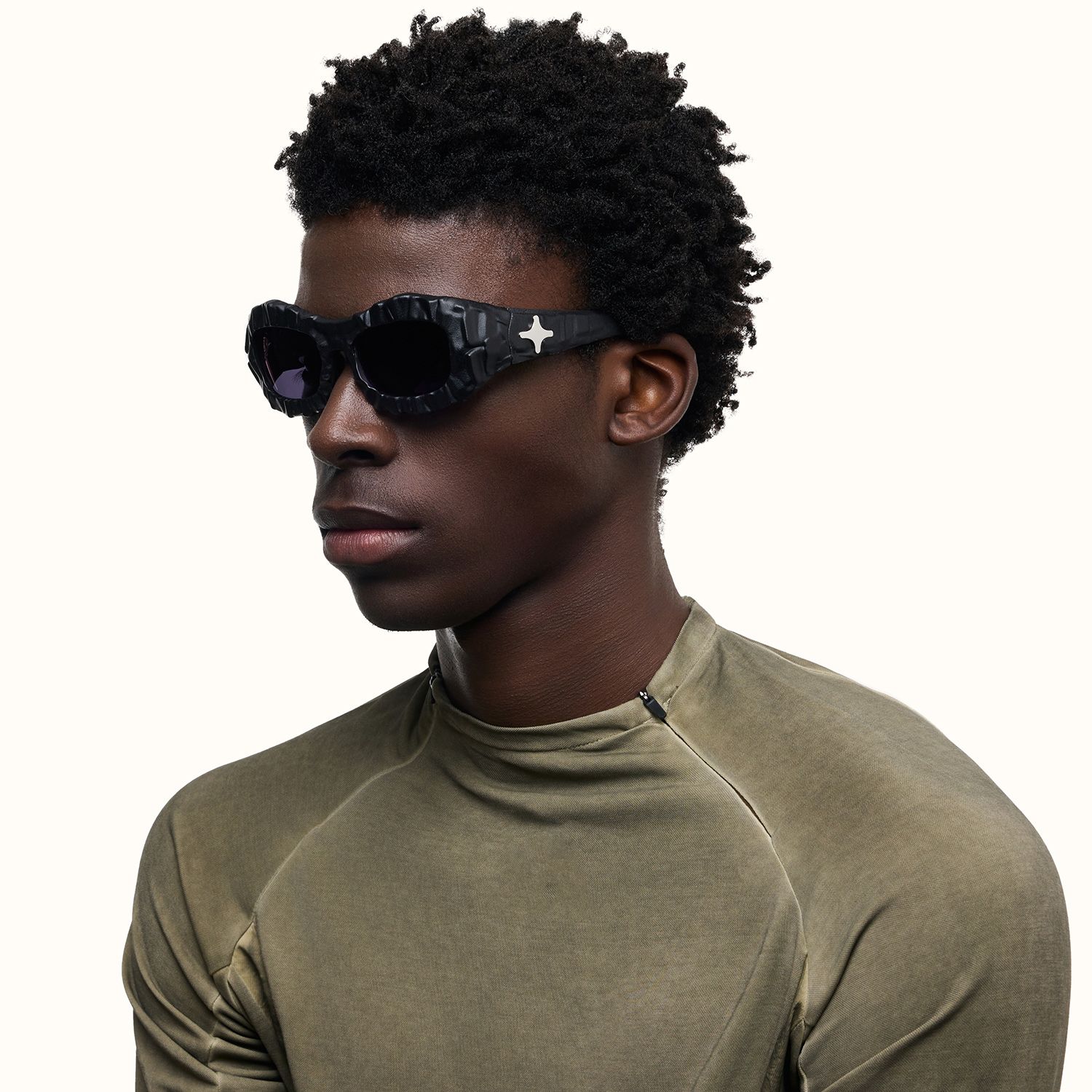 The Geologist - Black Marble Sunglasses by Vooglam - Model Side Profile